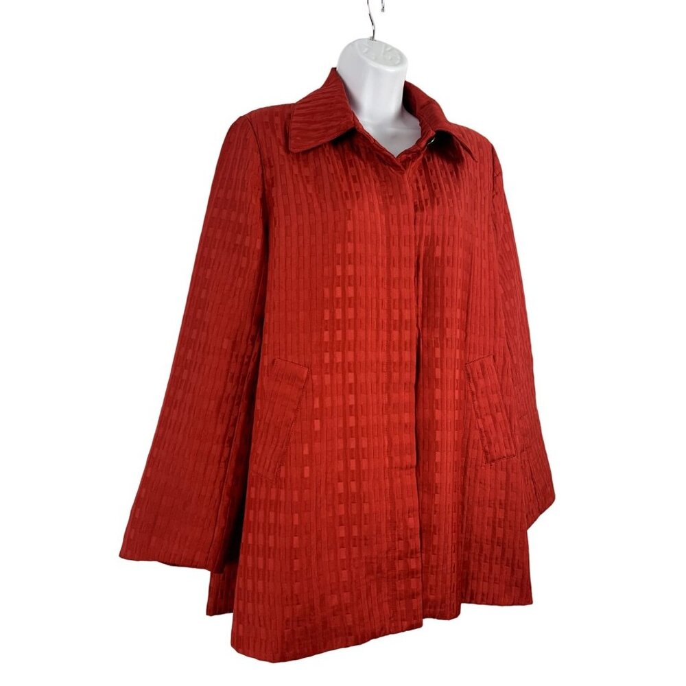 George Simonton Womens Red Textured Jacket Collared Front Pockets Medium - Picture 3 of 13